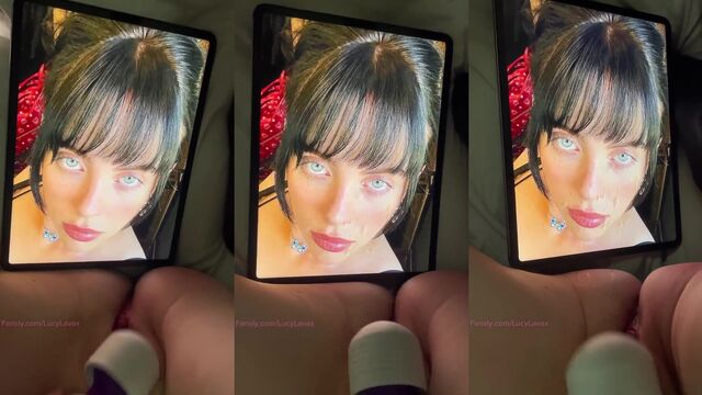 Kinky slut masturbates her pussy and makes a cum tribute