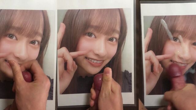 Hinatazaka46 idol gives a blowjob and gets cum on her face