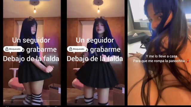 A blue-haired girl with a big ass plays guitar and fucks her teacher