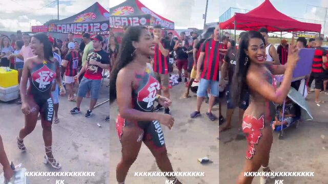 A very hot gostosa dancing on the street without any clothes