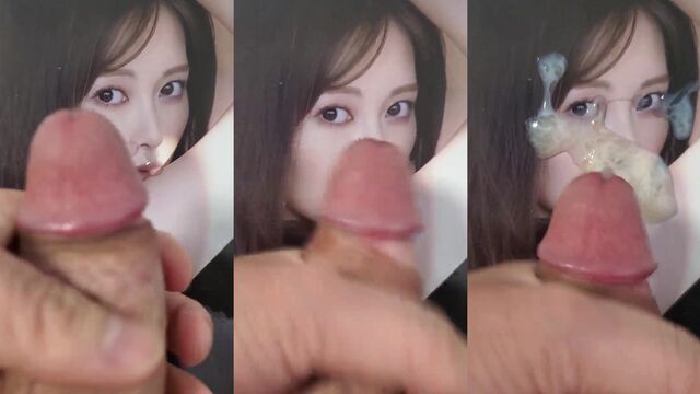Idol bukkake scene with a messy, hot finish