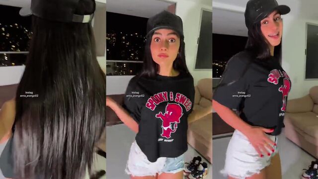 Colombian girl Anna Arango dances sexy in short dress