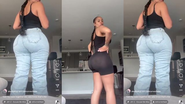 Famous ebony star Alexis Sky gets her big ass exposed