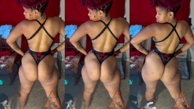Soft jiggly ass of ebony beauty with huge boobs