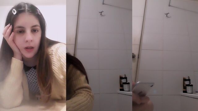 A young Chilean girl shows her body in a private Skype show