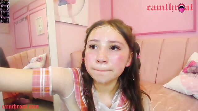Sofia CamThroat gets her face covered with cum and spit