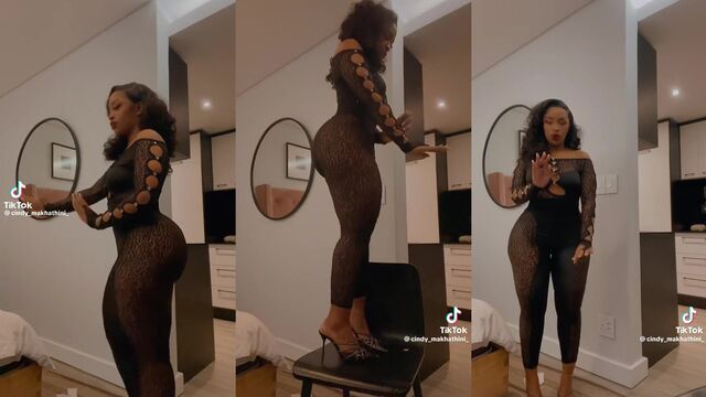Cindy Mahkathini shows off her big booty and twerks it hard