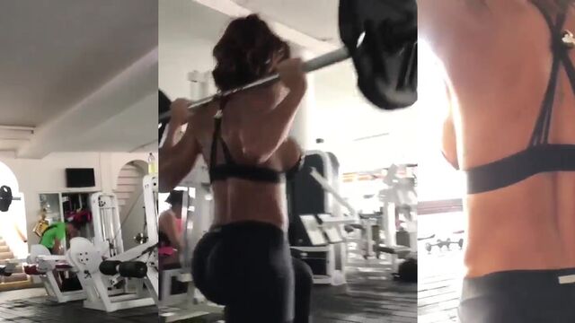 Candidass Colombia fitness babe shows off her big clit while masturbating