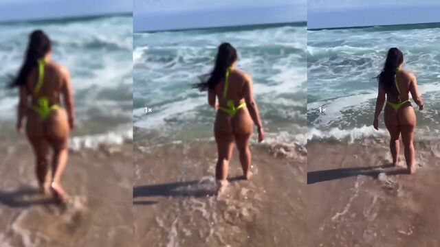 Curvy Redbone Demetria Bilor in a sexy bikini, showcasing that big booty
