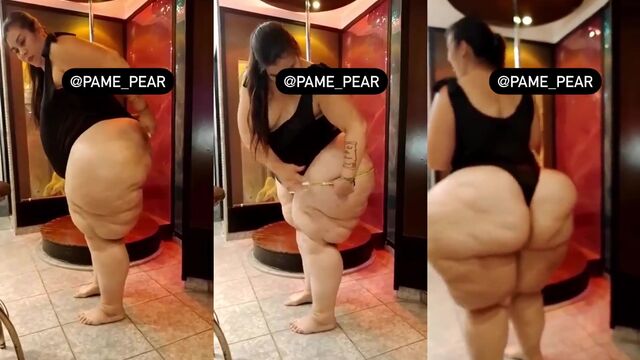 Fat SSBBW shakes massive ass in the kitchen and gets naked