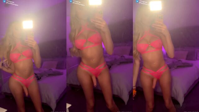 Hot Tgirl action in sexy lingerie and stockings