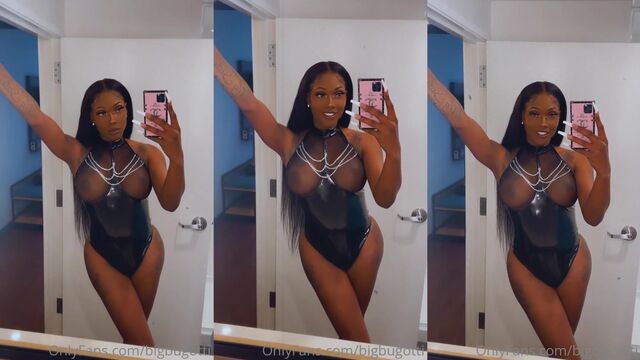 Big Bugotti, a stunning TS star, showcases her huge cock and sexy ass in this hot video