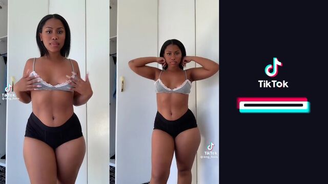 Petite ebony girl with small tits rides a big black cock