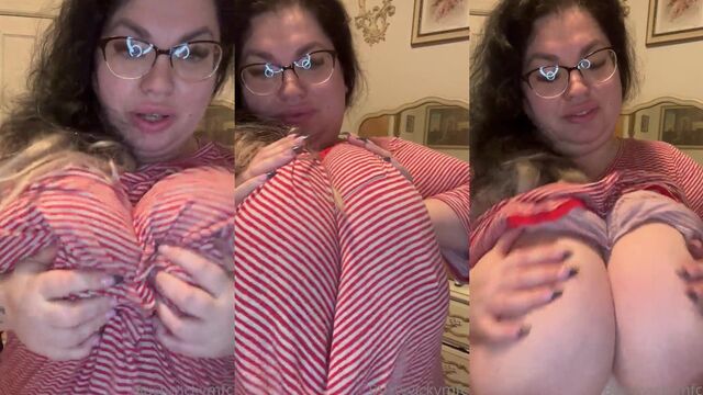 Huge tits BBW masturbates with a big dildo in a sensual JOI session