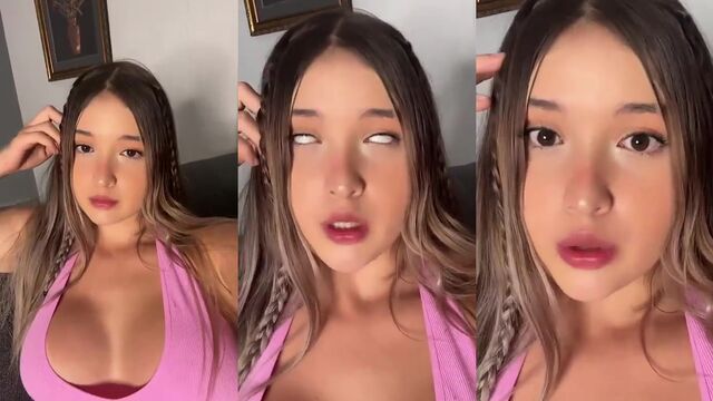 Hot short-haired chick Valeria Castaneda gets fucked by two cocks