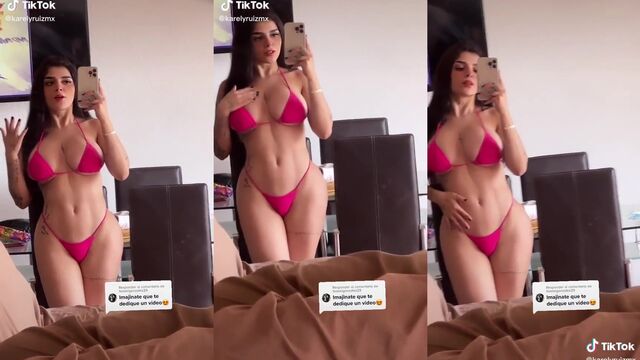 Hot Latina influencer Marlene Santana gets naked and shakes her ass in the bedroom