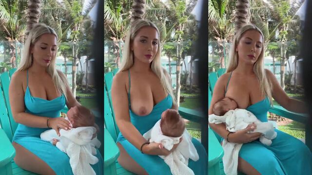 A mother accidentally gives her son a wrong breast while breastfeeding