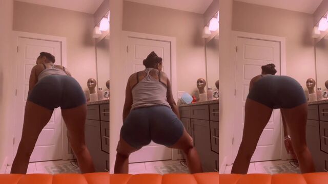 Lightskin chick with big booty shakes it for the camera