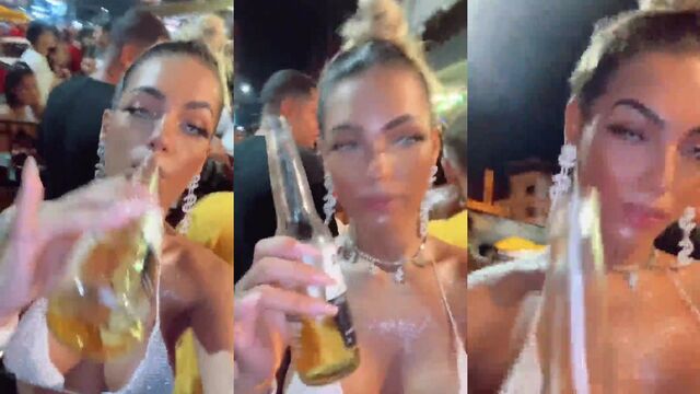 Big booty transsexual Drih Fontenele shakes ass and shows huge cock