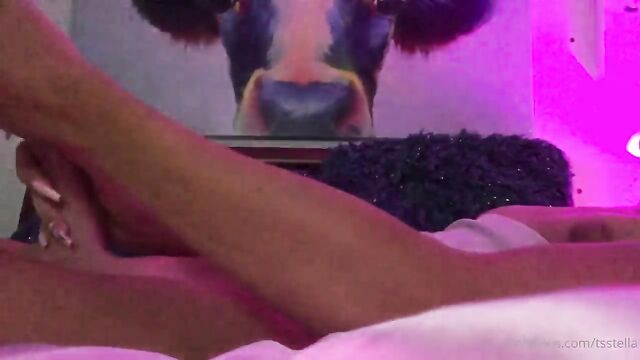 Skinny Asian shemale moans while riding a big ass dildo