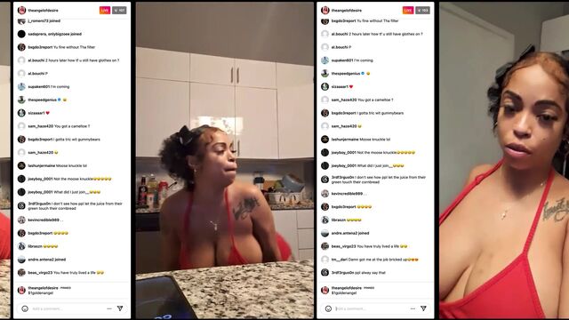 Ebony babe shows off her juicy booty during an IG Live session