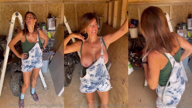 Fit and sexy MILF Mary Burke shows off her body for money in a steamy scene