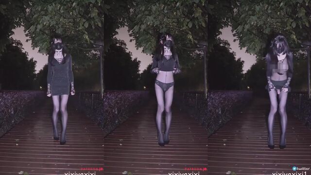 Sexy Asian sissy in bodysuit masturbates passionately