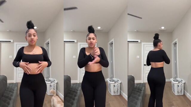 A pretty lightskin girl shakes her fat ass in the shower