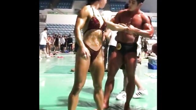 Female bodybuilder Nikkita Fitness shows off her huge boobs and sexy ass