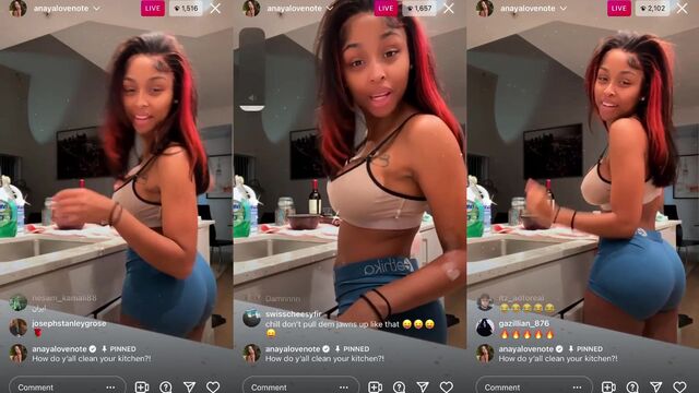 Ebony hottie with huge boobs performs on Instagram live