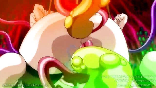 An orc orgy unfolds with intense passion, featuring Asagi Igawa in a wild Taimanin scene