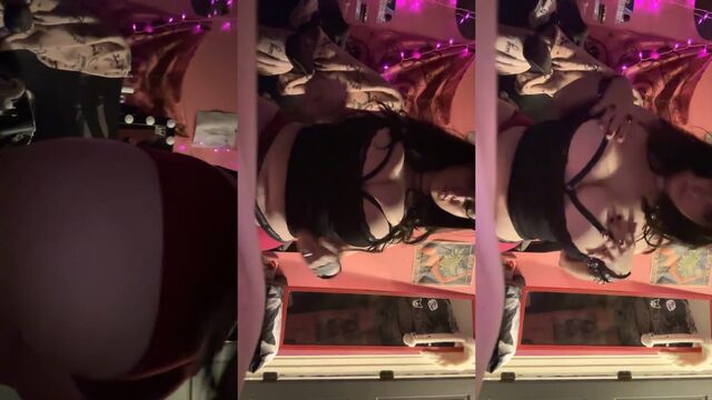 Goth BBW twerks and claps her ass on TikTok