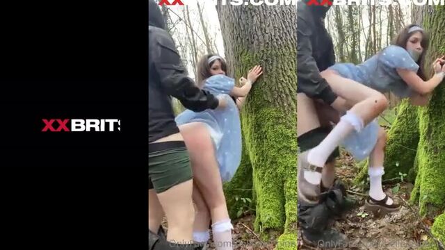Belle Delphine gets duct taped and fucked in the woods