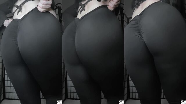 Gorgeous transgirl gets her fishnet pantyhose covered with cum