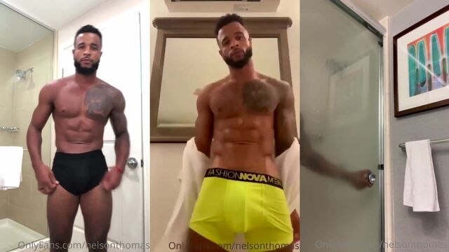 The Challenge star Nelson Thomas shows off his big black cock