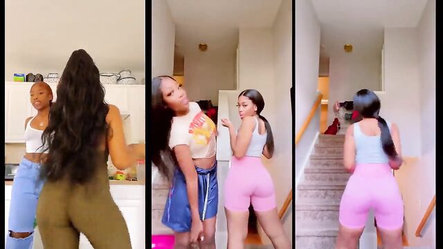 Ebony babe in ski mask twerking fat ass