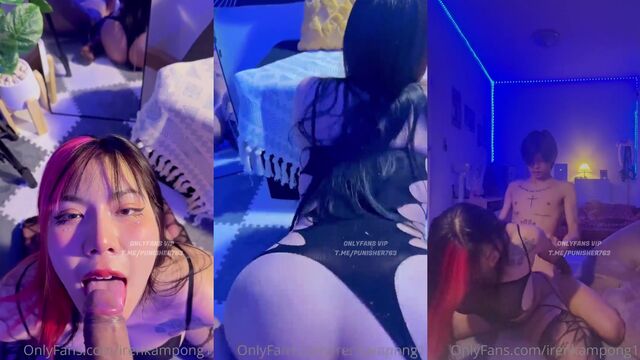 A sexy stripper with big boobs and tattoos is dancing on the camera
