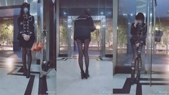 A cute Asian sissy girl got a lot of cum after cock sucking