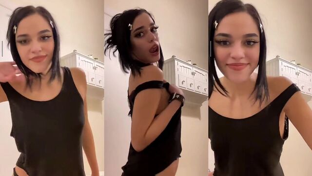 A sexy young girl with small boobs performs on TikTok live