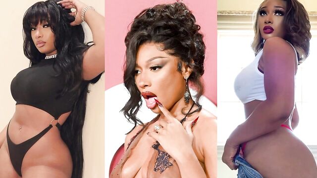 Megan Thee Stallion encourages fans to jerk off in a split screen scene