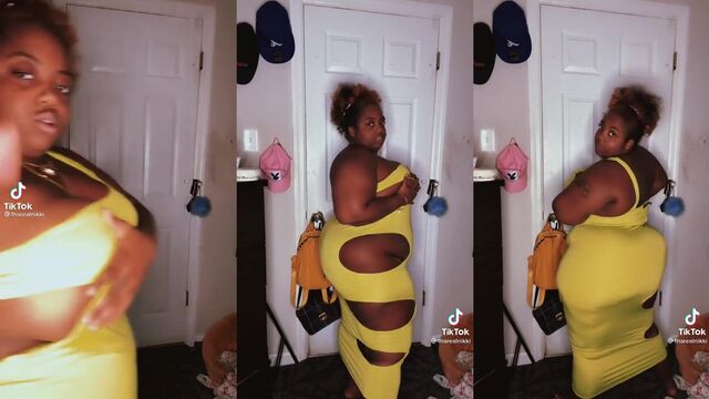 Busty BBW TikTok star shows off her huge boobs and shakes them hard
