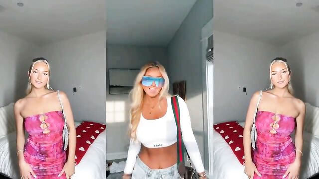 Sydney Thomas showcases her big boobs and cleavage in a sensual PMV splitscreen video