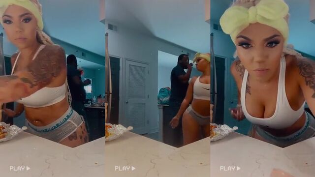 Stunning lightskin baddie Sara Gold rides a big black dildo with intensity