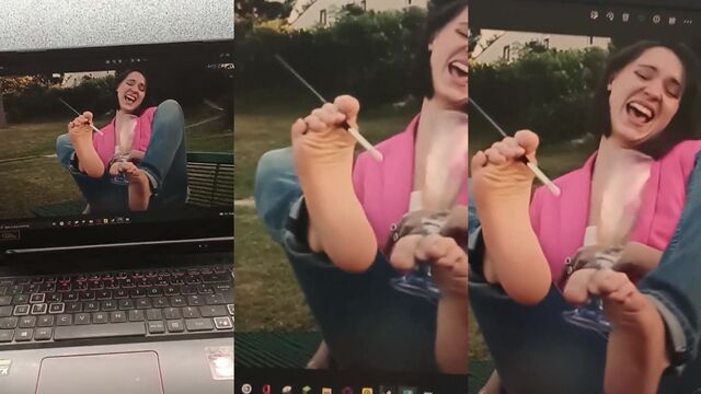 A hot French YouTube star gets a cum tribute on her feet