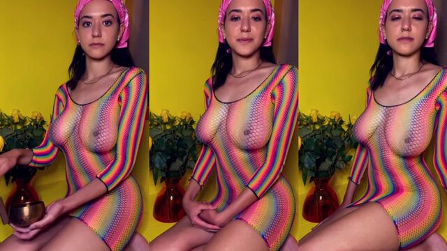 Elizabeth Danu shows off her big tits and gets playful with a toy in a steamy scene