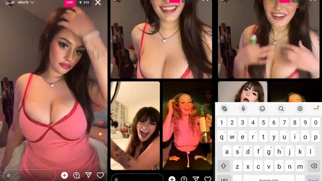 A girl has an accident with her swimming suit during a live stream