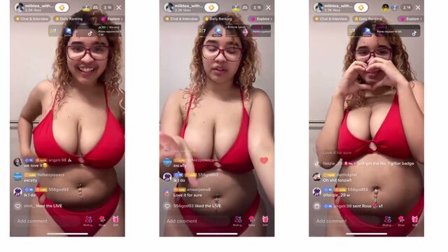 A sexy girl shows her boobs while streaming on Bigo Live