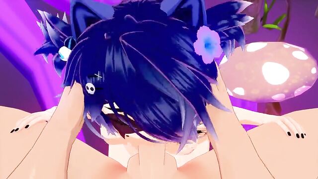 Raccoon VTuber gets her pussy filled with cum by a horny fan