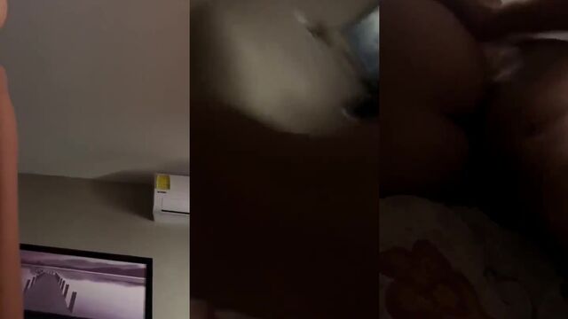 While the husband reads a magazine, the wife shows her style in lingerie