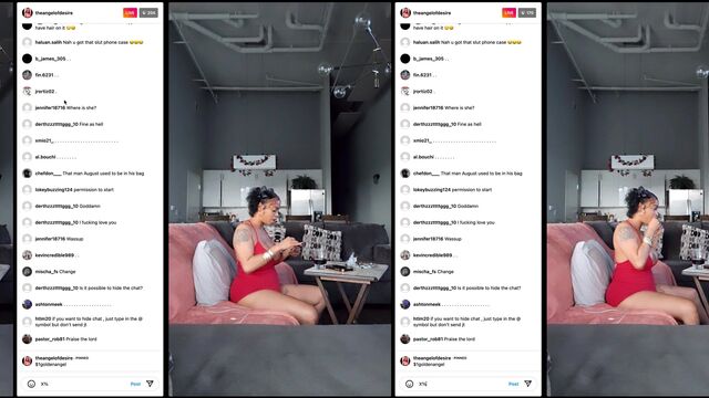 Ebony hottie shows off her juicy booty during an IG Live session